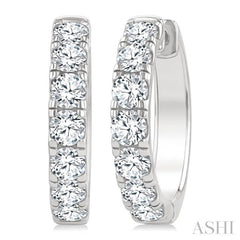 2 1/2 Ctw Round Cut Diamond Hoop Earrings in 14K White gold