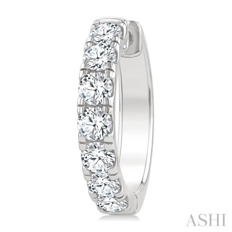 2 1/2 Ctw Round Cut Diamond Hoop Earrings in 14K White gold
