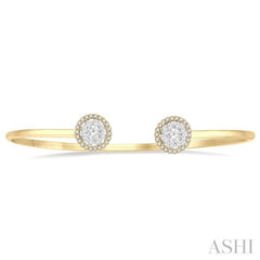 5/8 Ctw Lovebright Round Open Cuff Diamond Bangle in 14K Yellow and White Gold
