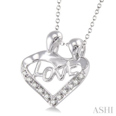 1/20 Ctw Single Cut Diamond Child & Mom Pendant in Sterling Silver with Chain