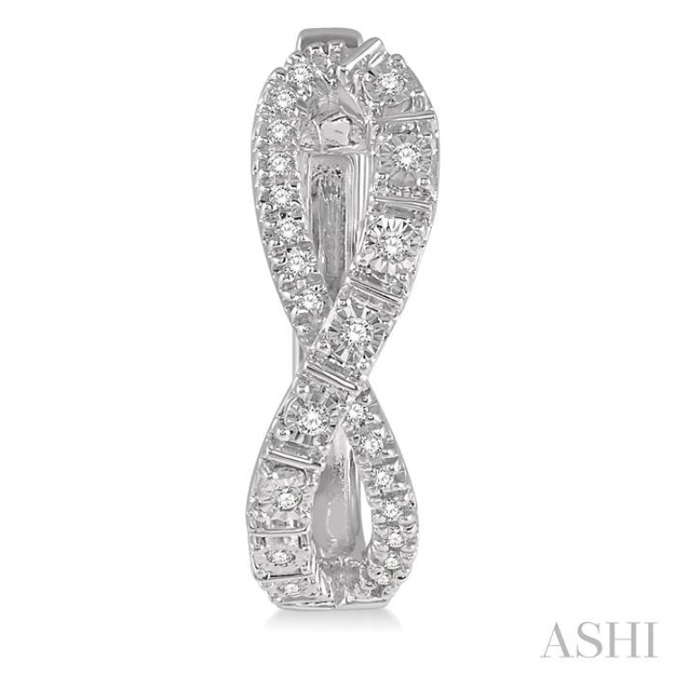1/6 Ctw Entwined Round Cut Diamond Hoop Earrings in 10K White Gold