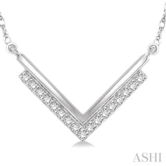 1/5 Ctw 'V' Shape Diamond Necklace in 14K White Gold with Chain