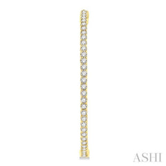3 Ctw Inside-Out Round Cut Diamond 1 3/4 Inch Hoop Earrings in 14K Yellow Gold