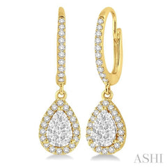 3/8 ctw Pear Shape Diamond Lovebright Earrings in 14K Yellow and White Gold