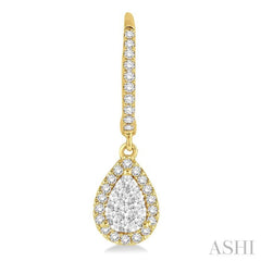 3/8 ctw Pear Shape Diamond Lovebright Earrings in 14K Yellow and White Gold