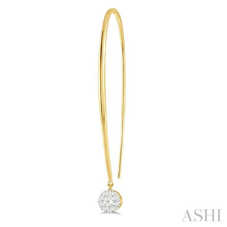 1/3 Ctw Round Dangler Lovebright Diamond Earring in 14K Yellow and White Gold
