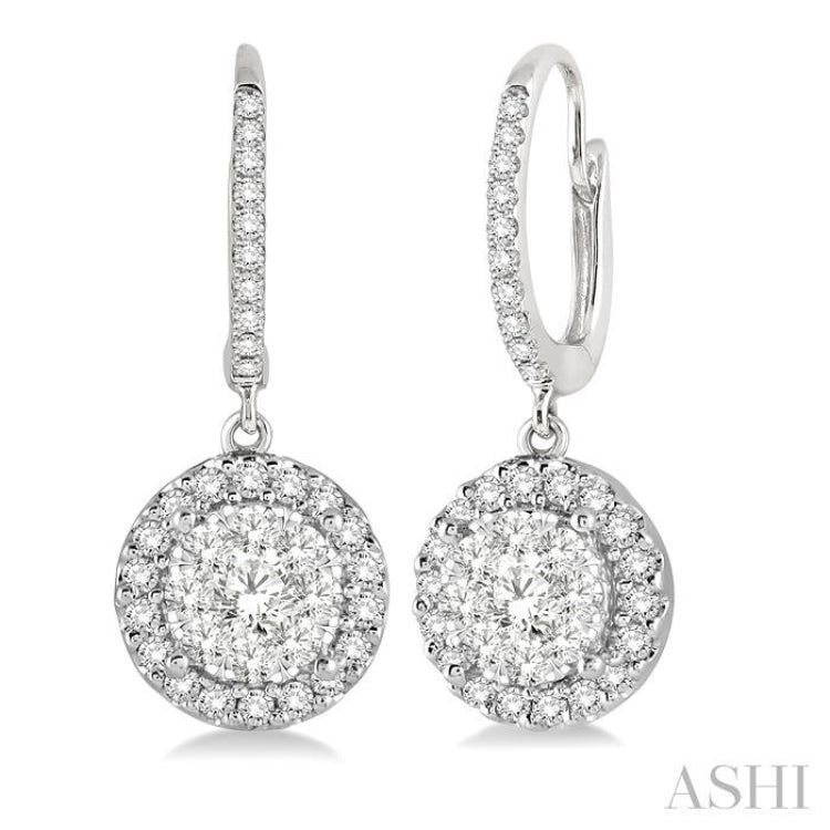 5/8 ctw Round Cut Diamond Lovebright Earrings in 14K White Gold