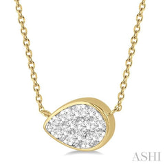 1/3 Ctw Pear Shape Lovebright Diamond Pendant With Chain in 14K Yellow and White Gold