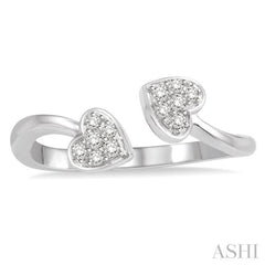 1/10 Ctw Heart Accent Open-Ended Round Cut Diamond Ladies Ring in 10K White Gold