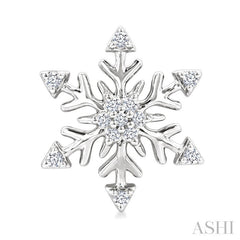 1/10 Ctw Petite Snowflake Round Cut Diamond Halo Fashion Stud Earring in 10K White Gold