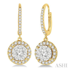 3/8 ctw Round Cut Diamond Lovebright Earrings in 14K Yellow and White Gold