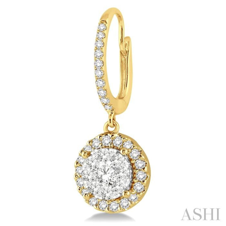3/8 ctw Round Cut Diamond Lovebright Earrings in 14K Yellow and White Gold