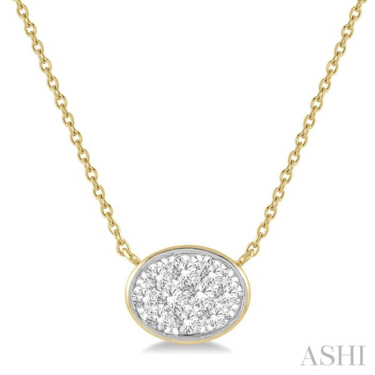1/3 Ctw Oval Shape Lovebright Diamond Pendant With Chain in 14K Yellow and White Gold