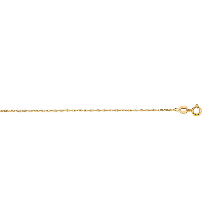 14K Yellow Gold .8mm Machine Rope 16 Chain (Carded) with Spring Ring Lock