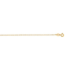 14K Yellow Gold .8mm Machine Rope 18 Chain (Carded) with Spring Ring Lock