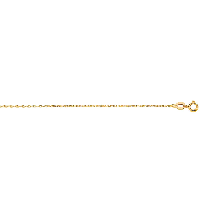14K Yellow Gold .85mm Machine Rope 18 Chain (Carded) with Spring Ring Lock