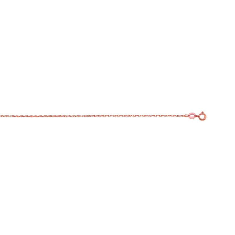 14K Rose Gold .85mm Machine Rope 18 Chain (Carded) with Spring Ring Lock