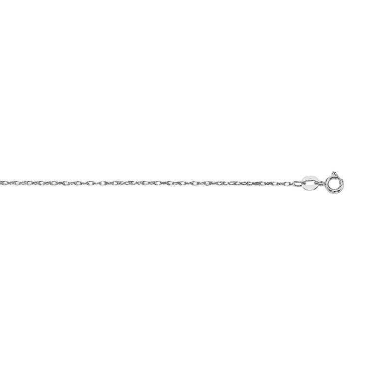 14K White Gold .85mm Machine Rope 16 Chain (Carded) with Spring Ring