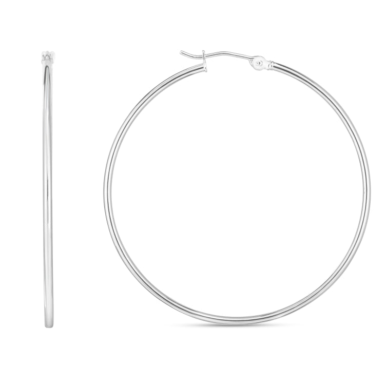 14K White Gold 1.5x45mm Hoop EarringView related hoops in this series here.