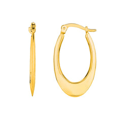 14K Yellow Gold Graduated Oval Back to Back Hoop Earring