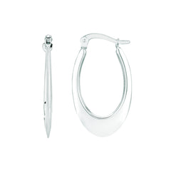 14K White Gold Graduated Oval Back to Back Hoop Earring