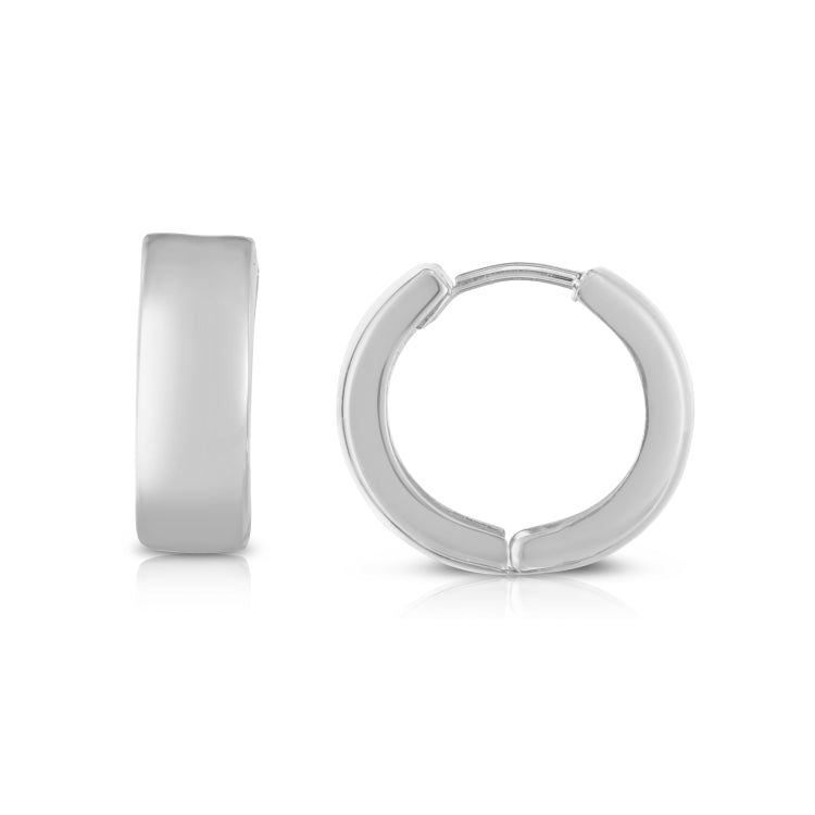 14K White Gold Polished Huggie Earring