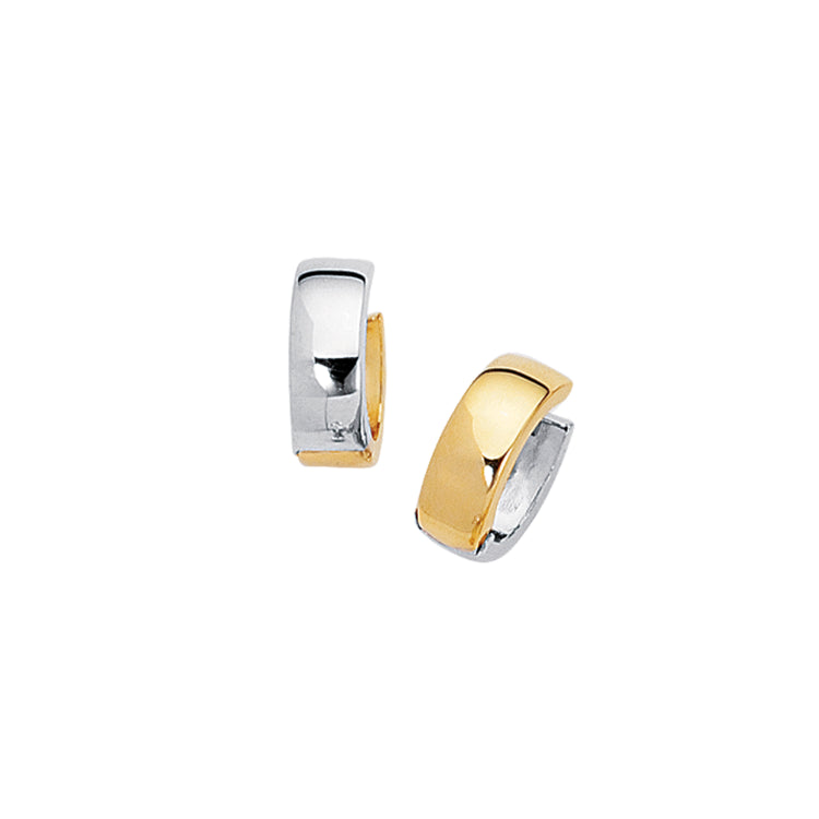 14K Yelllow & White Gold Polished Chunky Reversible Huggie Earring
