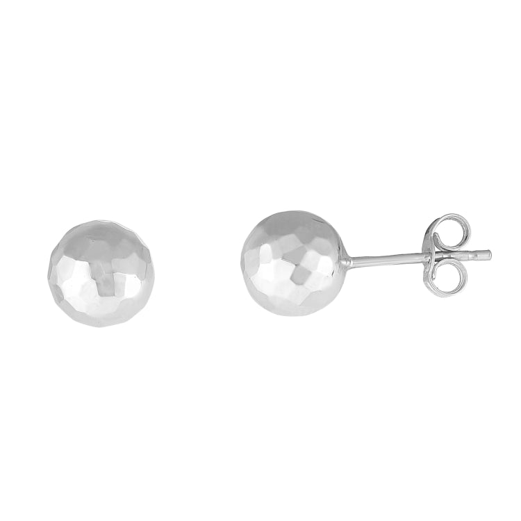 14K White Gold 7mm Faceted Post Earring
