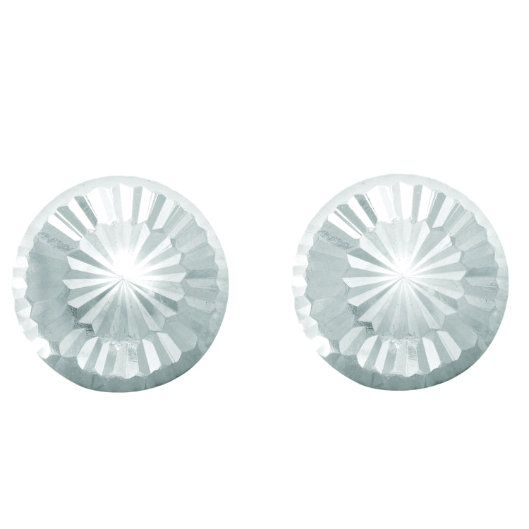 14K White Gold Small Diamond Cut Burst Post Earring