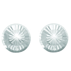 14K White Gold Small Diamond Cut Burst Post Earring