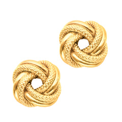 14K Yellow Gold Diamond Cut & Polished Love Knot Stud Earring