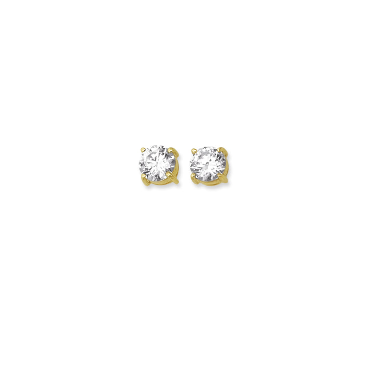 14K Yellow Gold 7mm Round CZ Stud Earring