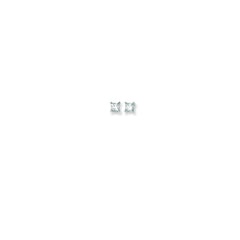 14K White Gold 4mm Princess Cut CZ Stud Earring