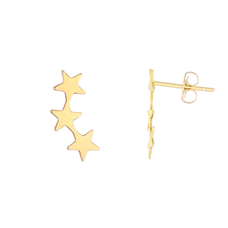 14K Yellow Gold Star Ear Climber