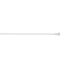 10K White Gold .80mm Machine Rope 18 Chain Carded with Spring Ring