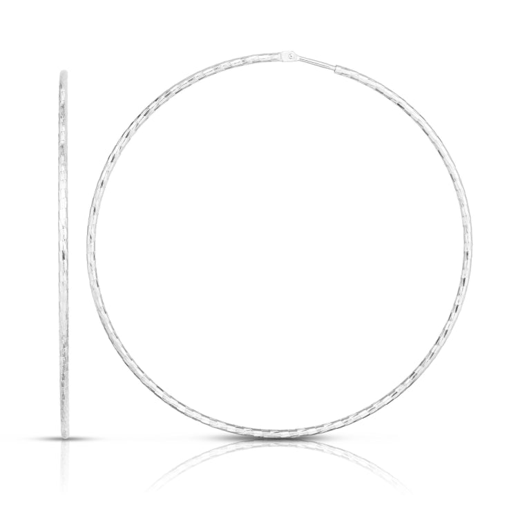 Sterling Silver 60mm Diamond Cut Endless Hoop Earring