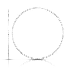 Sterling Silver 60mm Diamond Cut Endless Hoop Earring