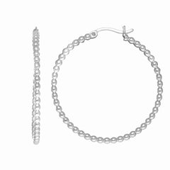 Sterling Silver Medium Bead Hoop Earring