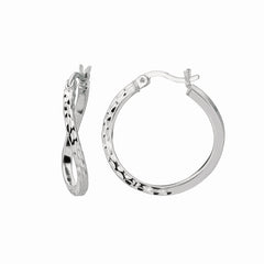 Sterling Silver 20mm Diamond Cut Twist Hoop Earring