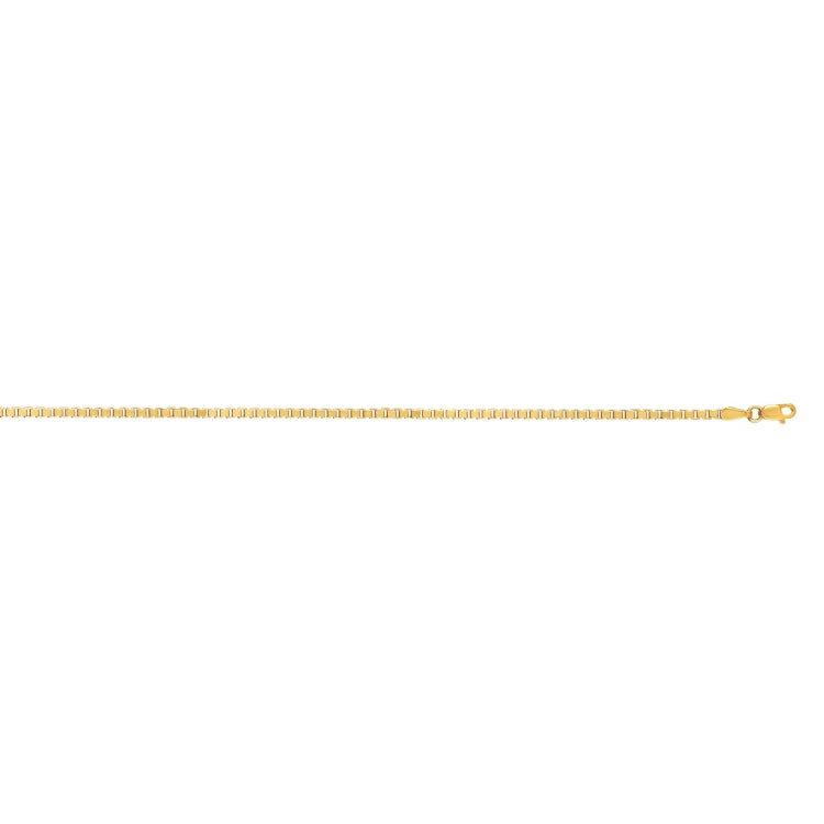14K Yellow Gold 2.1mm Semi-Solid Box 24 Chain with Lobster Lock