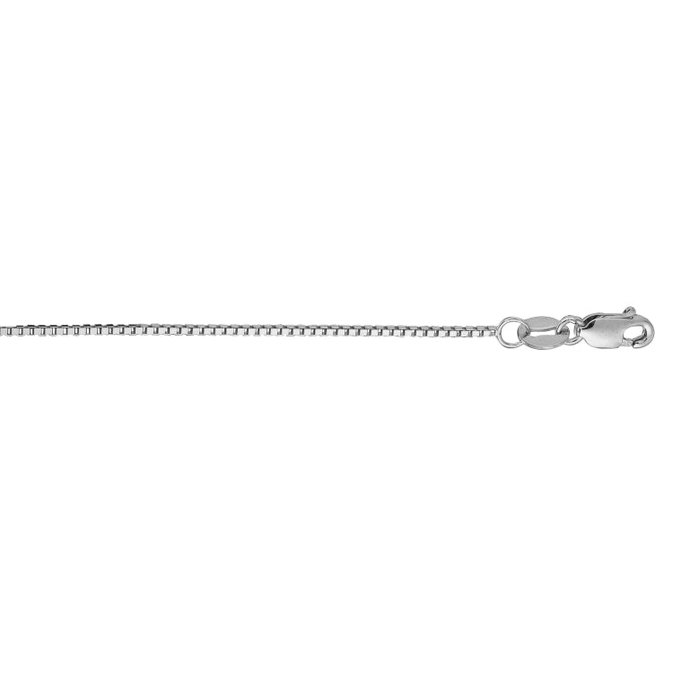 14K White Gold 0.75mm Classic Box 22 Chain with Lobster Lock