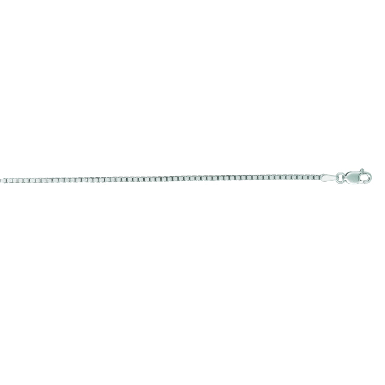 14K White Gold 1.4mm Classic Box 16 Chain with Lobster Lock
