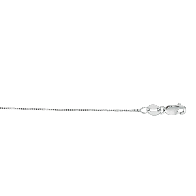 14K White Gold 0.45mm Classic Box 20 Chain with Lobster Lock