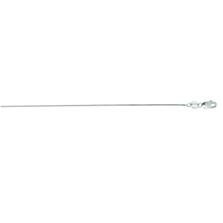14K White Gold 0.6mm Classic Box 20 Chain with Lobster Lock