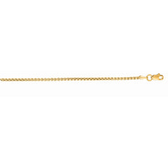 14K Yellow Gold 1.3mm Lite Round Box 18 Chain with Lobster Lock
