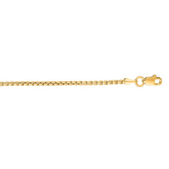 14K Yellow Gold 1.8mm Lite Round Box 24 Chain with Lobster Lock