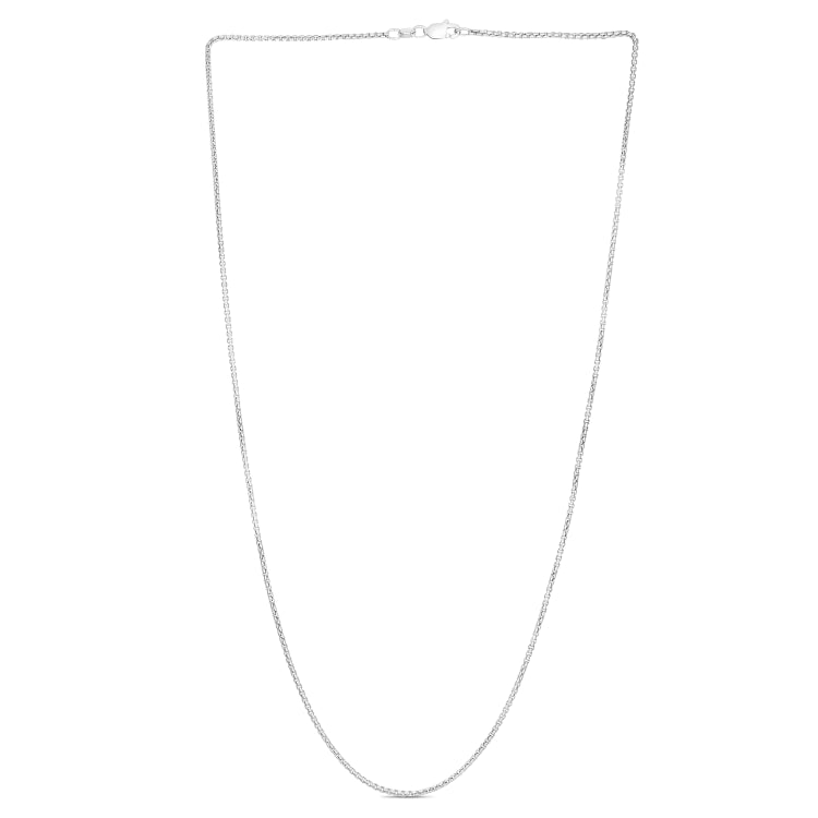 14K White Gold 1.3mm Lite Round Box 20 Chain with Lobster Lock