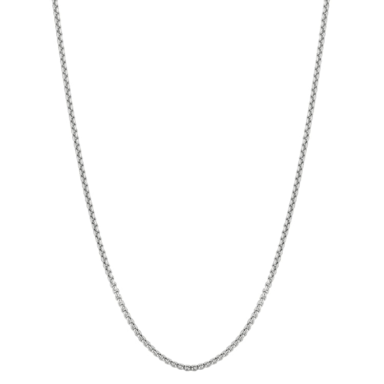 14K White Gold 1.8mm Lite Round Box 20 Chain with Lobster Lock