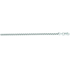 14K White Gold 2.5mm Lite Round Box 20 Chain with Lobster Lock