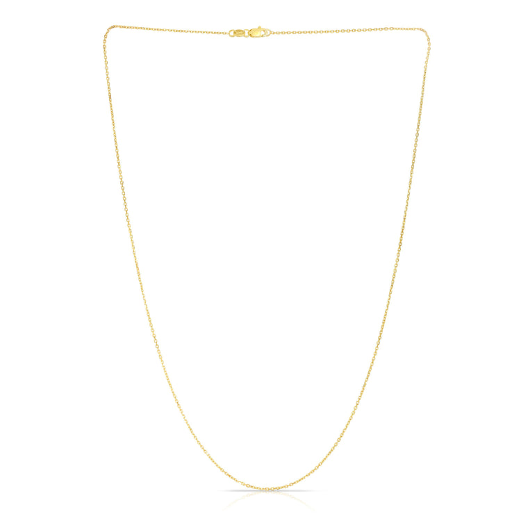 14K Yellow Gold 0.87mm Diamond Cut Cable 20 Chain with Lobster Lock